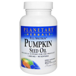 Тыквенное масло 2000 мг полный спектр, Planetary Herbals Pumpkin Seed Oil, 90 гелевых капсул (1000 мг в 1 капсуле)