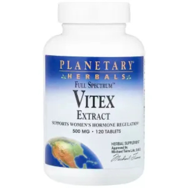 Вітекс, Авраамове дерево, Vitex, Planetary Herbals, екстракт, 500 мг, 120 таблеток