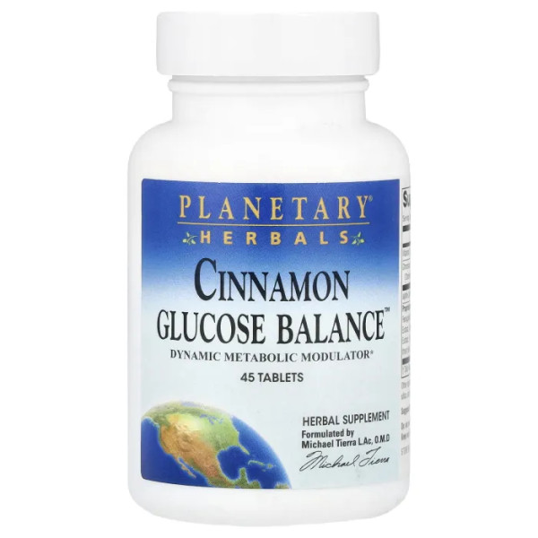 Кориця, баланс глюкози, Cinnamon Glucose Balance, Planetary Herbals, 45 таблеток