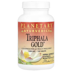 Трифала 1000 мг, Planetary Herbals Triphala Gold, аюрведична, 120 таблеток