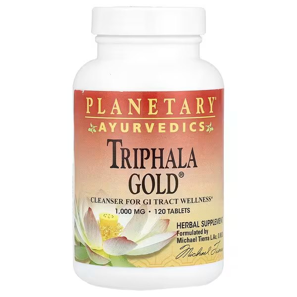 Трифала, Triphala Gold, Planetary Herbals, аюрведическая, золотиста, 1000 мг, 120 таблеток