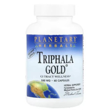 Трифала для ЖКТ, Planetary Herbals Triphala Gold, с органическими плодами миробалана и амлы, 60 вегетарианских капсул