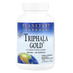 Трифала для ШКТ, Planetary Herbals Triphala Gold, з органічними плодами міробалану та амли, 60 вегетаріанських капсул