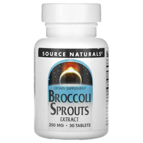 Брокколі, Broccoli Sprouts Extract, Source Naturals, екстракт паростків, 500 мг, 30 таблеток (250 мг у таблетці)