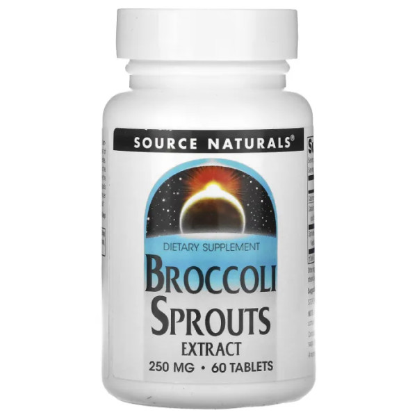 Брокколі, Broccoli Sprouts Extract, Source Naturals, екстракт паростків, 250 мг, 60 таблеток (125 мг у таблетці)