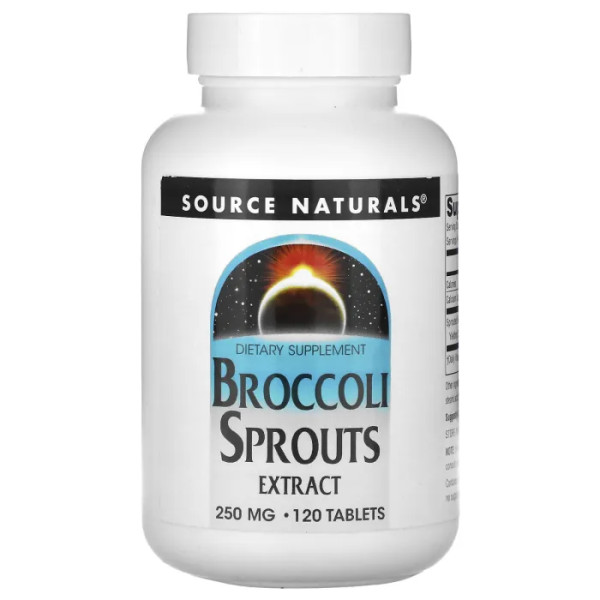 Брокколі, Broccoli Sprouts Extract, Source Naturals, екстракт паростків, 250 мг, 120 таблеток (125 мг у таблетці)