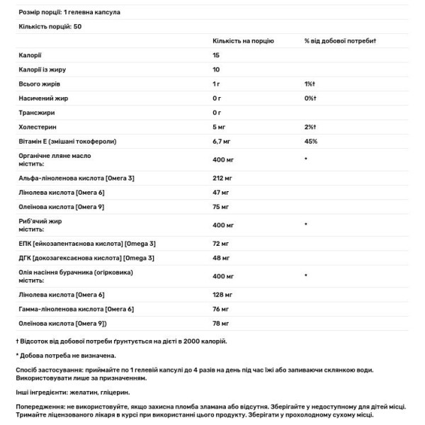 Омега 3-6-9, Ultra Omega 3-6-9, KAL, 50 гелевих капсул