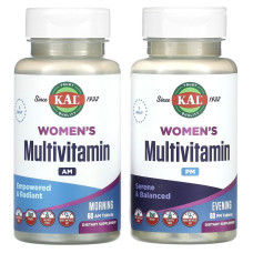 Мультивітаміни для жінок, ранок та вечір, Women's Multivitamin KAL, 2 упаковки по 60 таблеток
