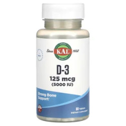 Витамин D3 125 мкг 5000 МЕ, Vitamin D-3 KAL, 60 таблеток