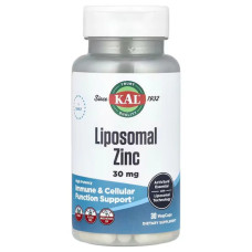 Ліпосомальний цинк 30 мг, Liposomal Zinc KAL, висока ефективність, 30 вегетаріанських капсул