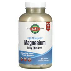 Магній, висока абсорбція, повністю хелатований, KAL High Absorption Magnesium, 270 таблеток