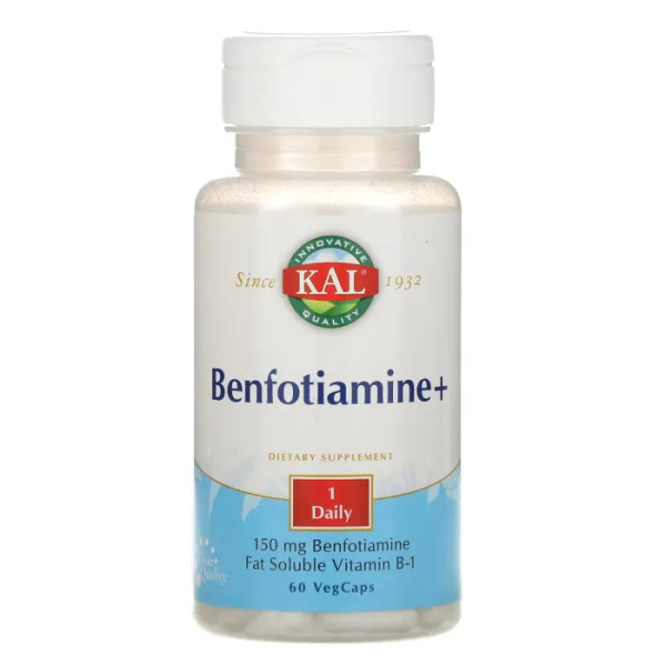 Бенфотіамін плюс, Benfotiamine+, KAL, 150 мг, 60 капсул