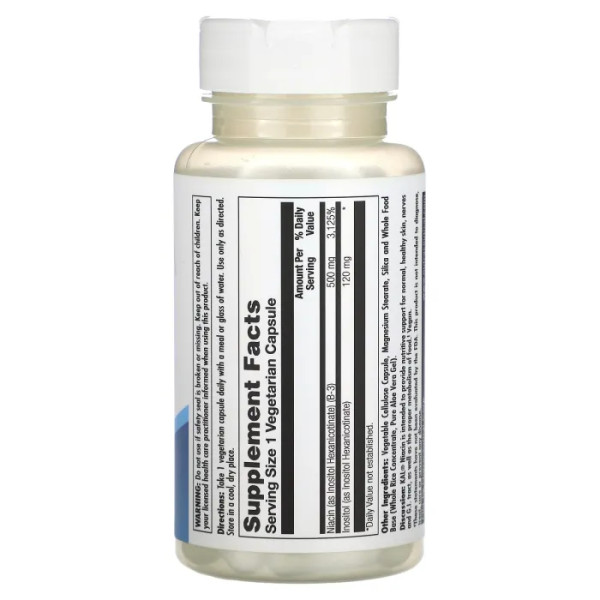 Ніацин, Niacin, KAL, без почервоніння, 500 мг, 60 рослинних капсул