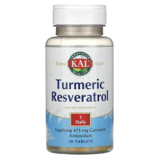 Куркума з ресвератролом, KAL Turmeric Resveratrol, 30 таблеток