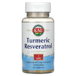 Куркума с ресвератролом, KAL Turmeric Resveratrol, 30 таблеток