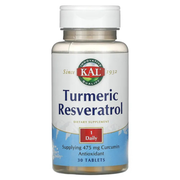 Куркума з ресвератролом, Turmeric Resveratrol, KAL, 30 таблеток