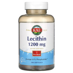 Лецитин 1200 мг, KAL Lecithin, 100 гелевых капсул