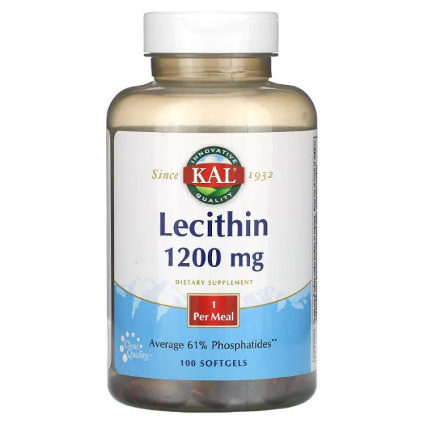 Лецитин, Lecithin, KAL, 1200 мг, 100 гелевих капсул