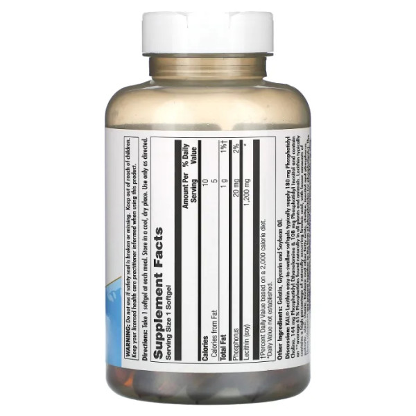 Лецитин, Lecithin, KAL, 1200 мг, 100 гелевих капсул
