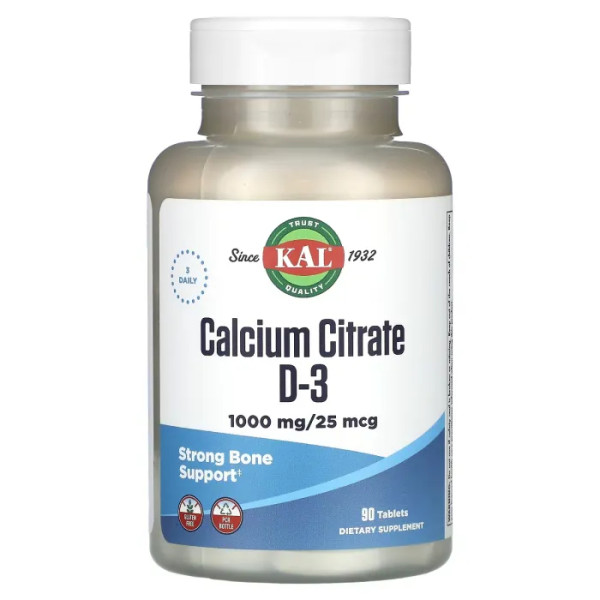 Цитрат кальцію та вітамін D3, Calcium Citrate D-3, KAL, 90 таблеток
