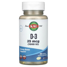 Вітамін D3 25 мкг (1000 МО), KAL Vitamin D-3, 200 гелевих капсул