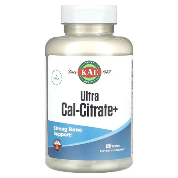 Кальцій цитрат, вітамін D3, К2, та магній, Ultra Cal-Citrate+, KAL, 120 таблеток