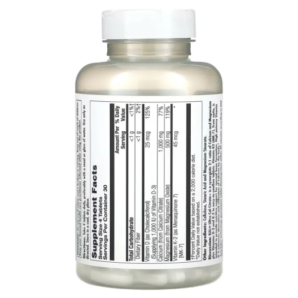 Кальцій цитрат, вітамін D3, К2, та магній, Ultra Cal-Citrate+, KAL, 120 таблеток