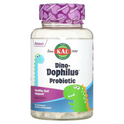 Dino-Dophilus для детей жевательные таблетки вкус черной вишни, KAL Dino-Dophilus, 60 шт