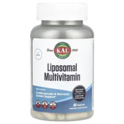 Ліпосомальні мультивітаміни, KAL Liposomal Multivitamin, підтримка серцево-судинної та нервової системи 60 вегетаріанських капсул