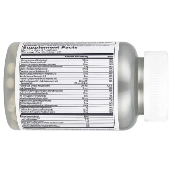 Мультивітаміни ліпосомальні, Liposomal Multivitamin, KAL, підтримка серцево-судинної та нервової системи, 60 вегетаріанських капсул