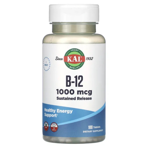 Вітамін В-12, Vitamin B-12, KAL, 1000 мкг, 100 таблеток