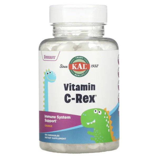 Вітамін C з шипшиною, Vitamin C-Rex With Rose Hips, KAL, 100 жувальних таблеток