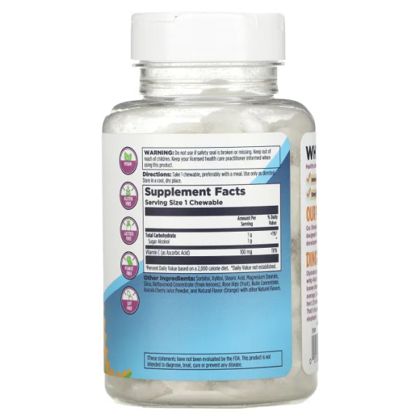 Вітамін C з шипшиною, Vitamin C-Rex With Rose Hips, KAL, 100 жувальних таблеток