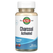 Активоване вугілля 280 мг, KAL Charcoal Activated, 50 рослинних капсул