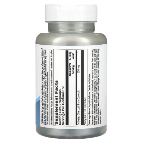 Активированный уголь, Charcoal Activated, KAL, 100 растительных капсул