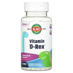 Вітамін D3 600 МО, KAL Vitamin D-Rex, зі смаком кавуна, 120 таблеток