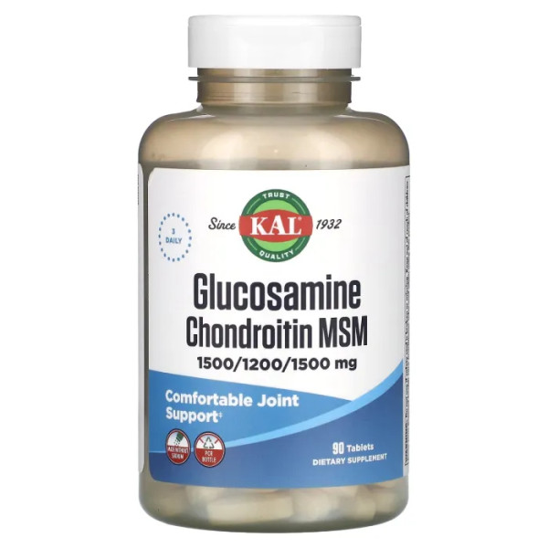 Глюкозамін хондроїтин МСМ, Glucosamine Chondroitin MSM, KAL, 90 таблеток