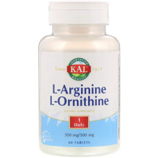 L-аргінін та L-орнітин, KAL L-Arginine L-Ornithine, 60 таблеток