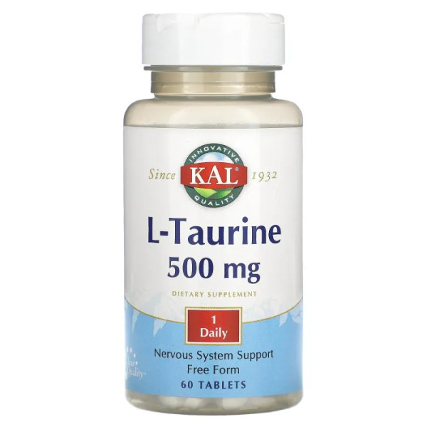 L-таурин, L-Taurine, KAL, 500 мг, 60 таблеток