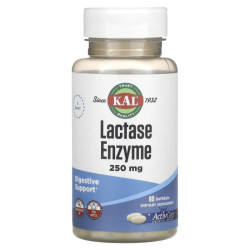 Фермент лактази 250 мг, KAL Lactase Enzyme, 60 капсул