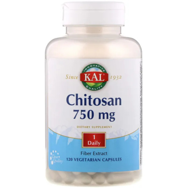 Хітозан для схуднення, Chitosan, KAL, 750 мг, 120 капсул