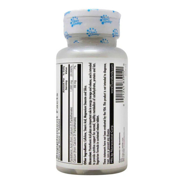 Пантотенова кислота, Pantothenic Acid, KAL, 1000 мг, 50 таблеток