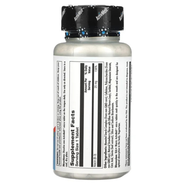 Ніацин зі смаком полуниці, Niacin, KAL, 25 мг, 200 таблеток