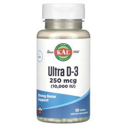 Витамин D3 250 мкг 10000 МЕ, ультра, KAL Vitamin D-3, 120 таблеток