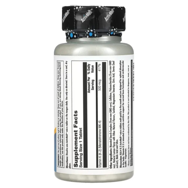 Вітамін К-2, Vitamin K-2, KAL, лимон, 500 мкг, 100 мікро таблеток