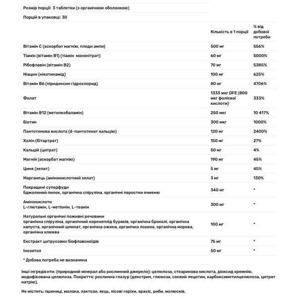Комплекс вітамінів В (формула), Complete B-Complex, Rainbow Light, 90 таблеток