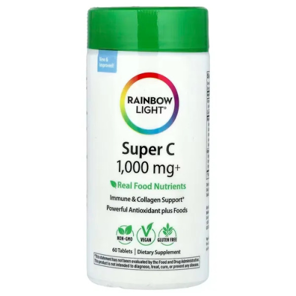 Вітамін С, Super C, Rainbow Light, 1000 мг, 60 таблеток