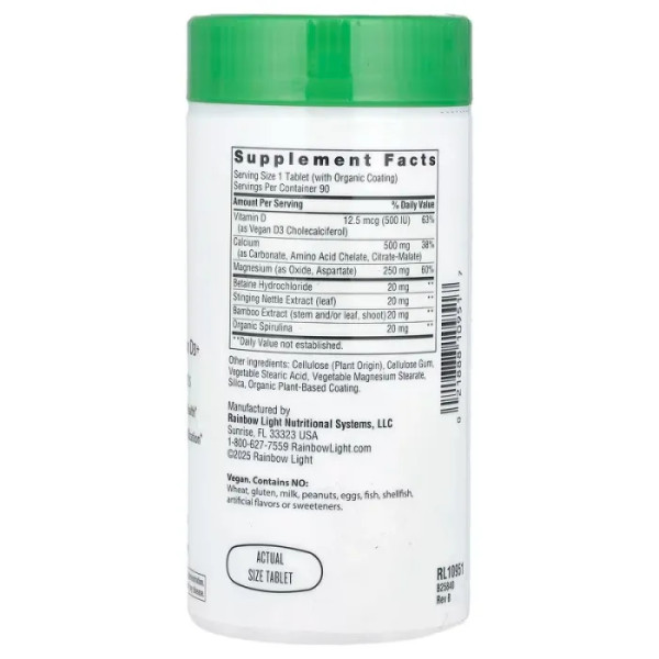 Кальцій, Магній і вітамін D3, Calcium With Magnesium & Vitamin D3, Rainbow Light, 90 таблеток