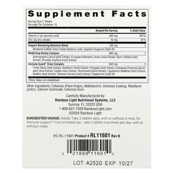 Підтримка імунної системи, Counter Attack, Rainbow Light, 30 таблеток