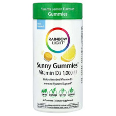 Витамин D3 25 мкг (1000 МО), Rainbow Light Gummies Vitamin D3, вкус лимона, 50 жевательных таблеток